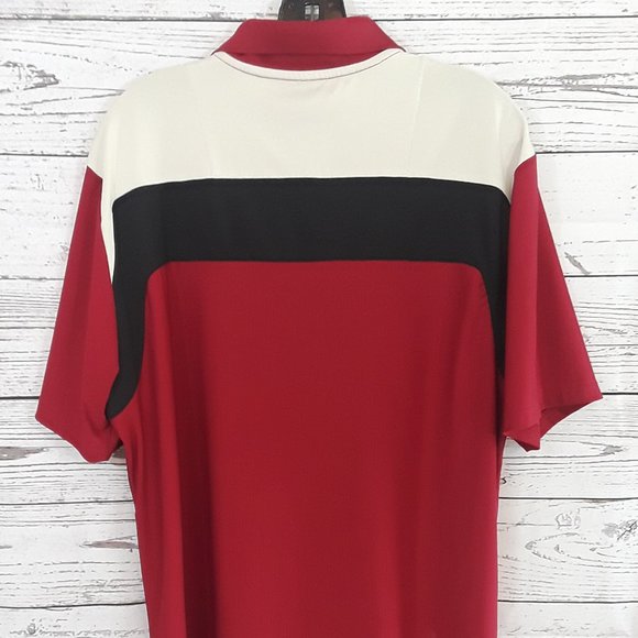 Izod Cool-FX Dk Red w/Cream & Black M Polo Shirt - Picture 2 of 3